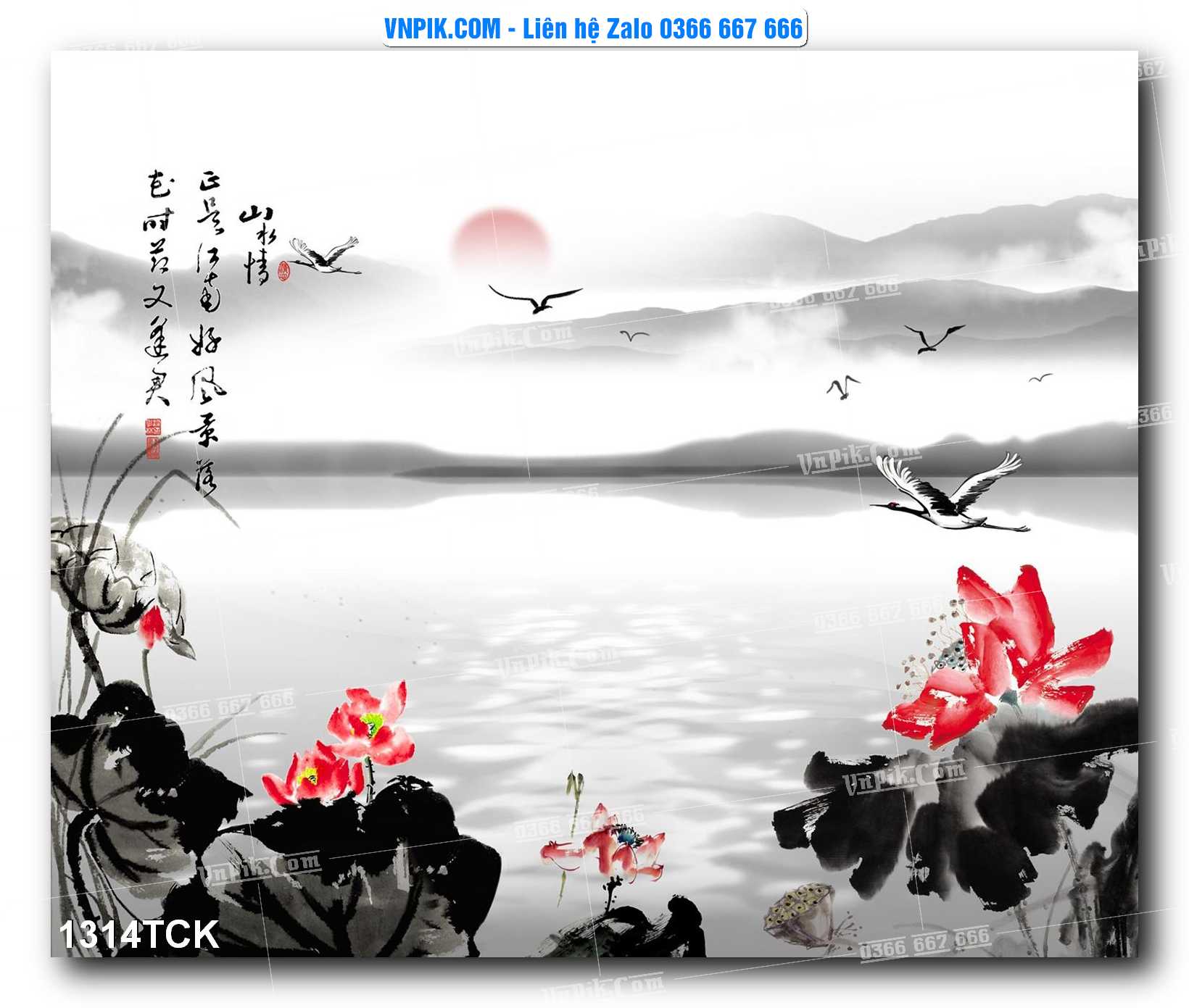Tranh Hoa Sen – Cá Koi – Cá Chép 1314TCK