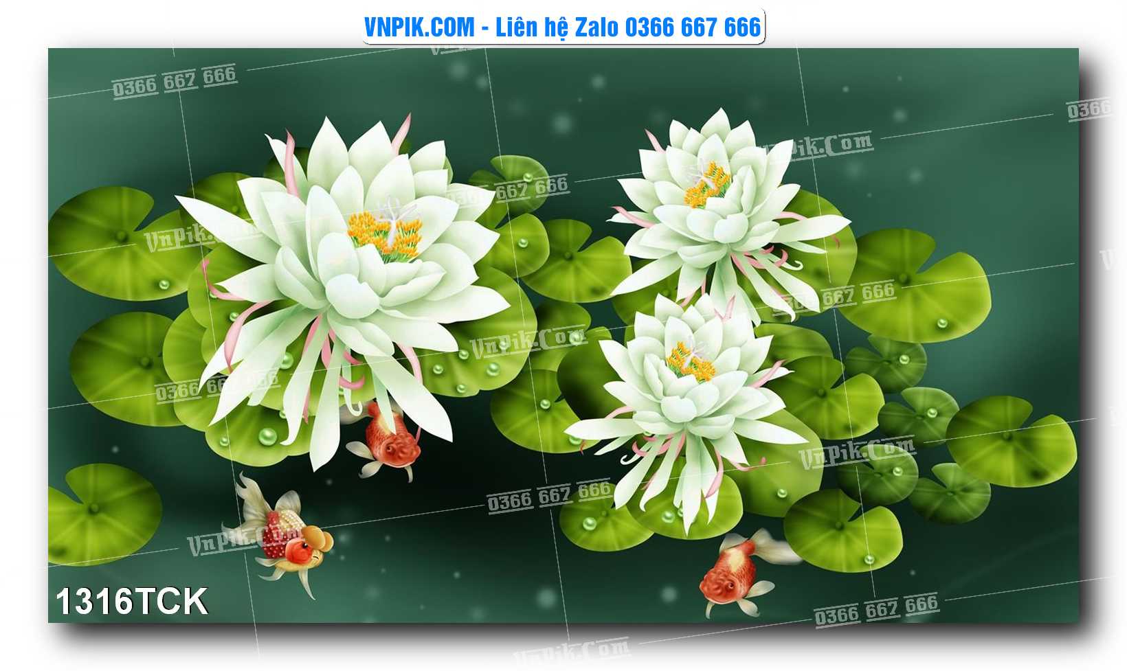 Tranh Hoa Sen – Cá Koi – Cá Chép 1316TCK