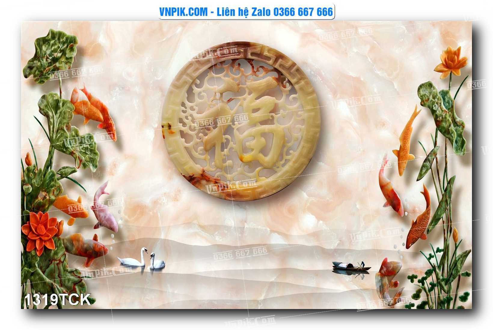 Tranh Hoa Sen – Cá Koi – Cá Chép 1319TCK