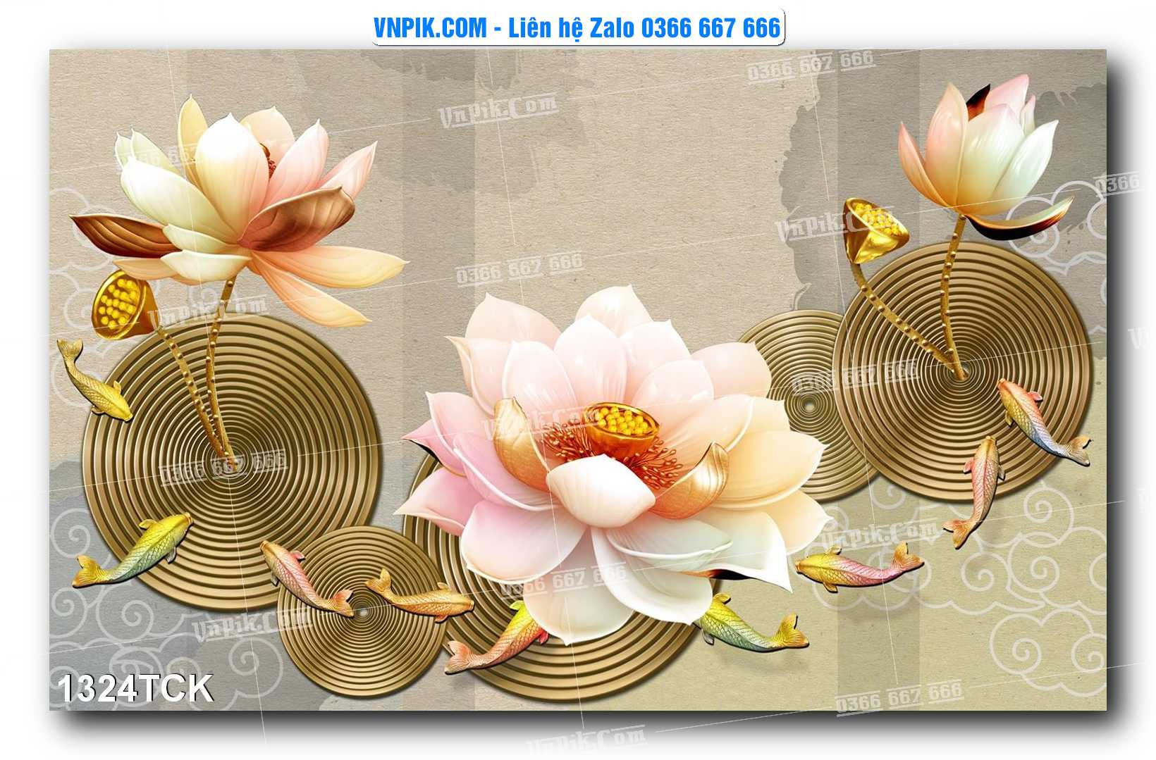 Tranh Hoa Sen – Cá Koi – Cá Chép 1324TCK