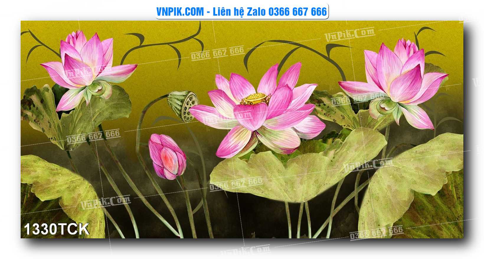 Tranh Hoa Sen – Cá Koi – Cá Chép 1330TCK