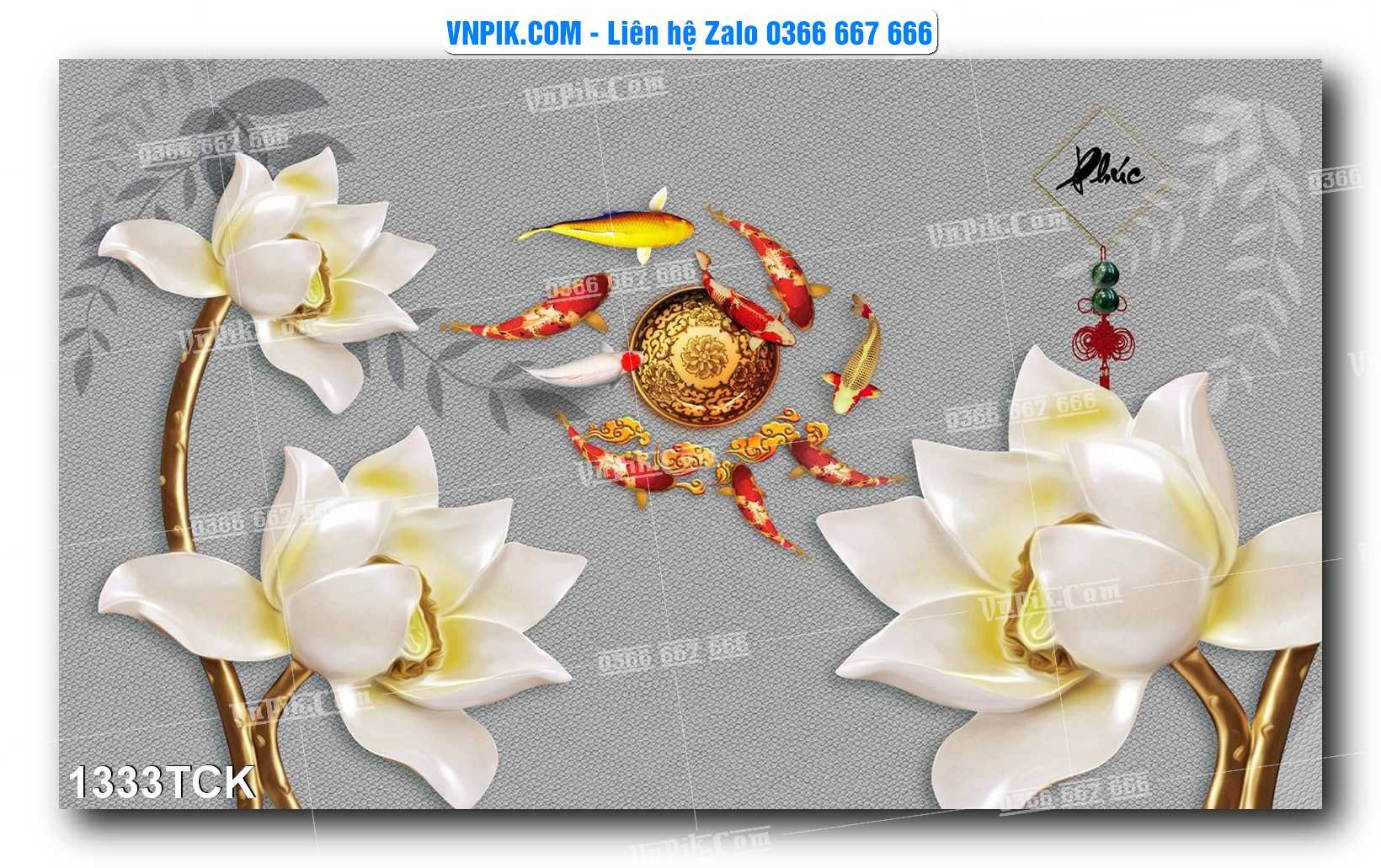 Tranh Hoa Sen – Cá Koi – Cá Chép 1333TCK