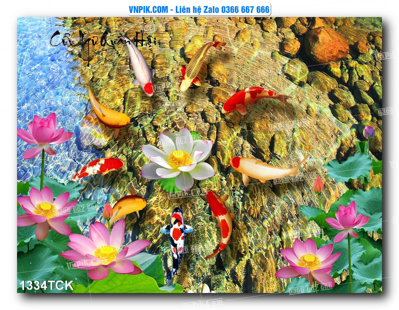 Tranh Hoa Sen – Cá Koi – Cá Chép 1334TCK