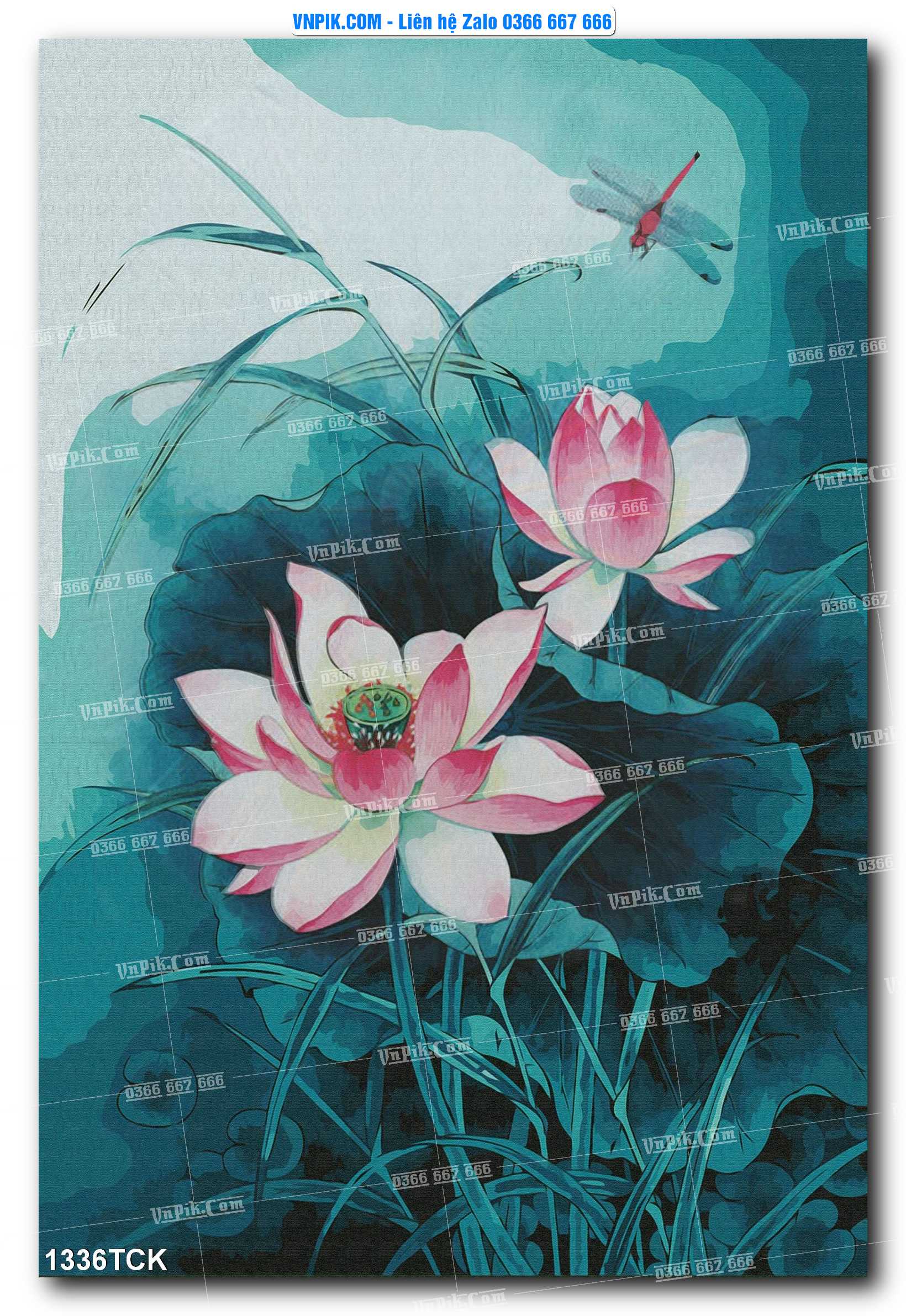 Tranh Hoa Sen – Cá Koi – Cá Chép 1336TCK