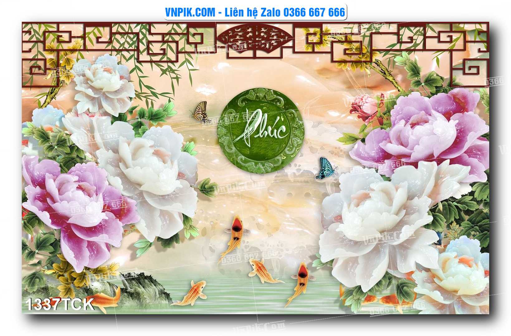 Tranh Hoa Sen – Cá Koi – Cá Chép 1337TCK