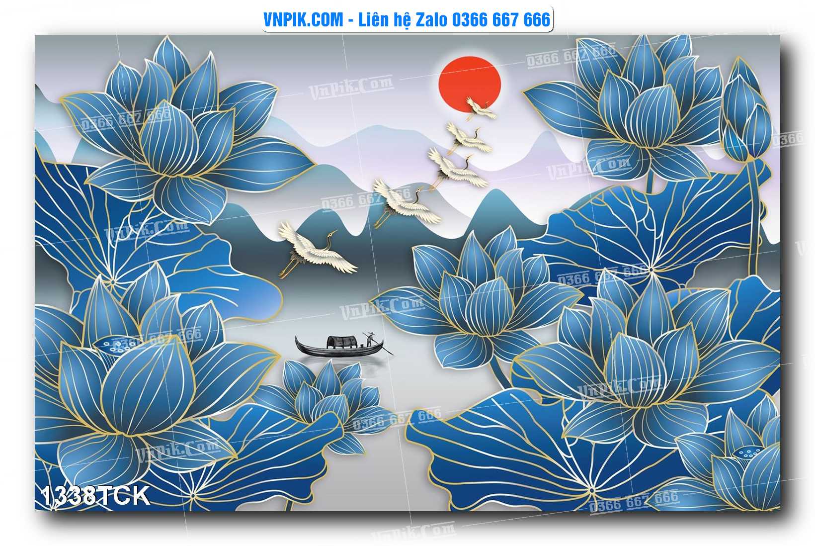 Tranh Hoa Sen – Cá Koi – Cá Chép 1338TCK