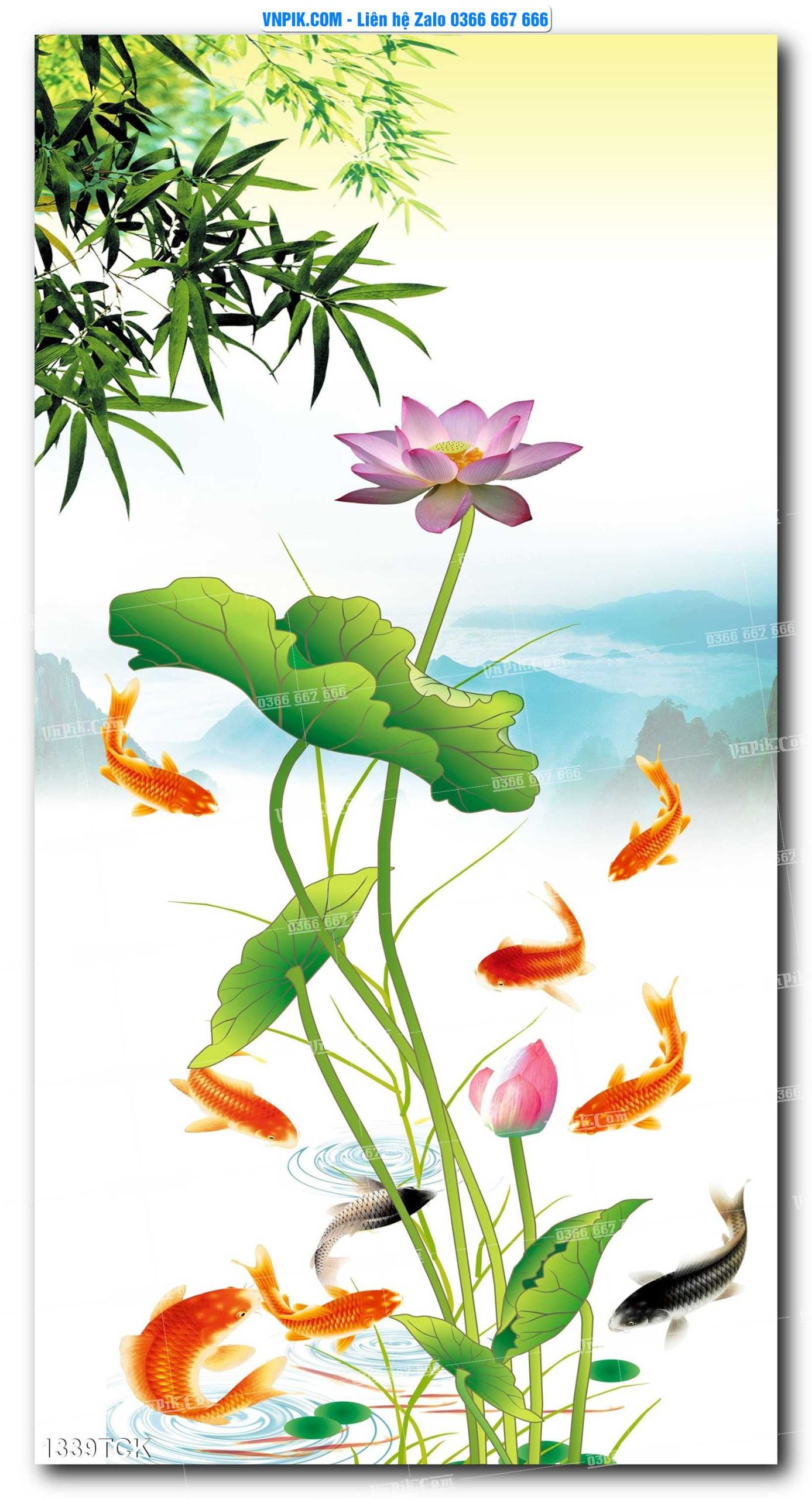 Tranh Hoa Sen – Cá Koi – Cá Chép 1339TCK