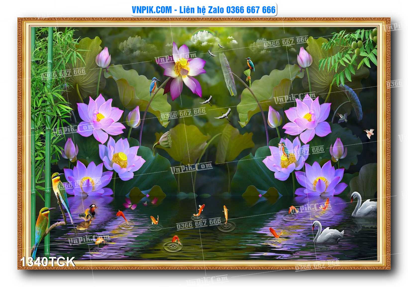 Tranh Hoa Sen – Cá Koi – Cá Chép 1340TCK