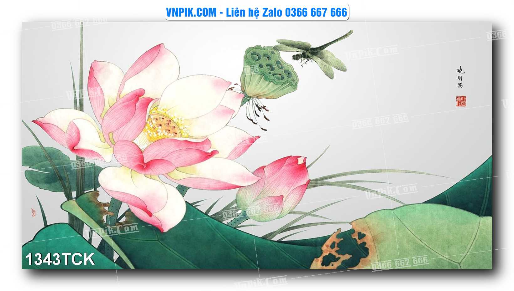 Tranh Hoa Sen – Cá Koi – Cá Chép 1343TCK