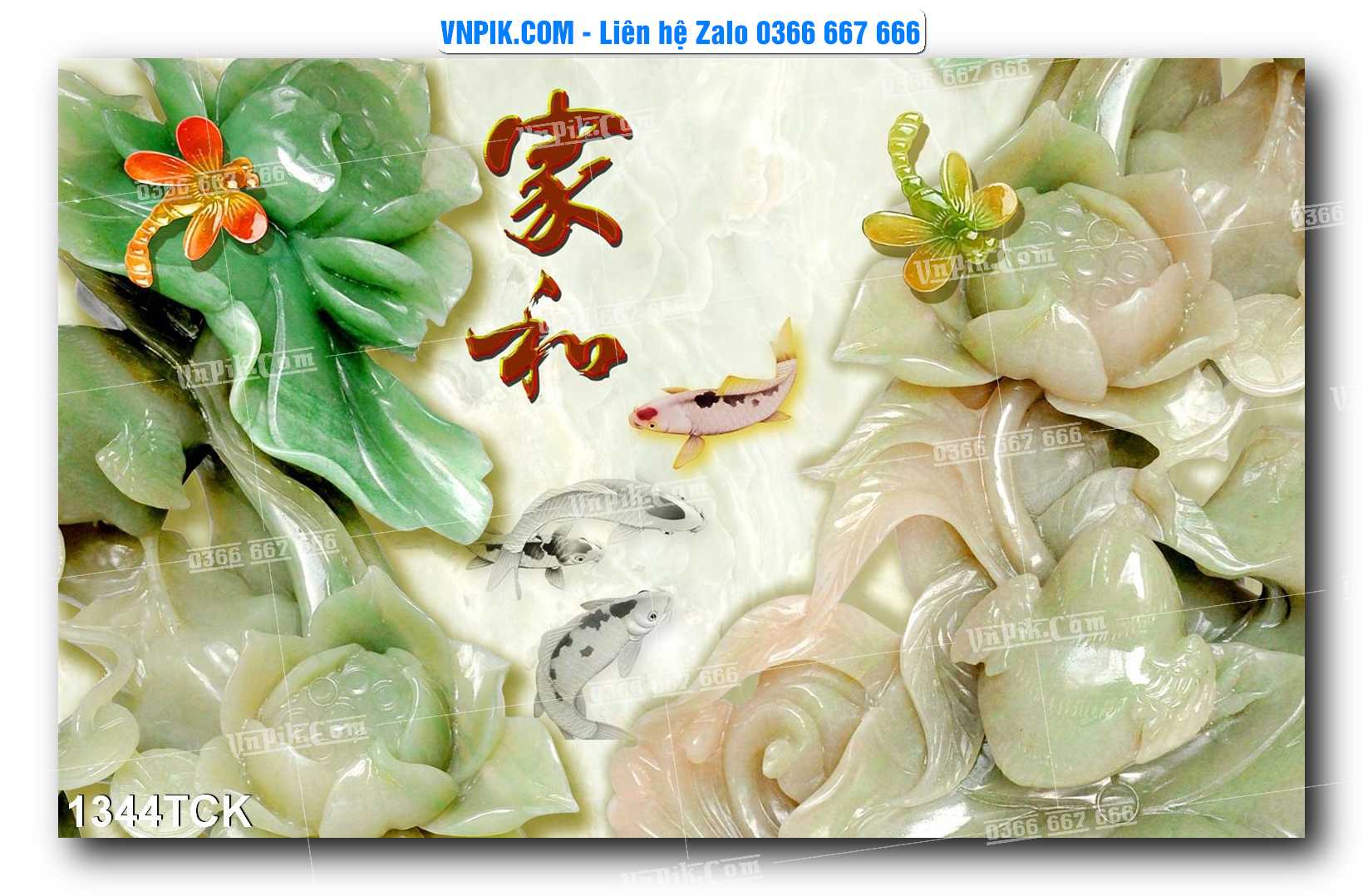 Tranh Hoa Sen – Cá Koi – Cá Chép 1344TCK