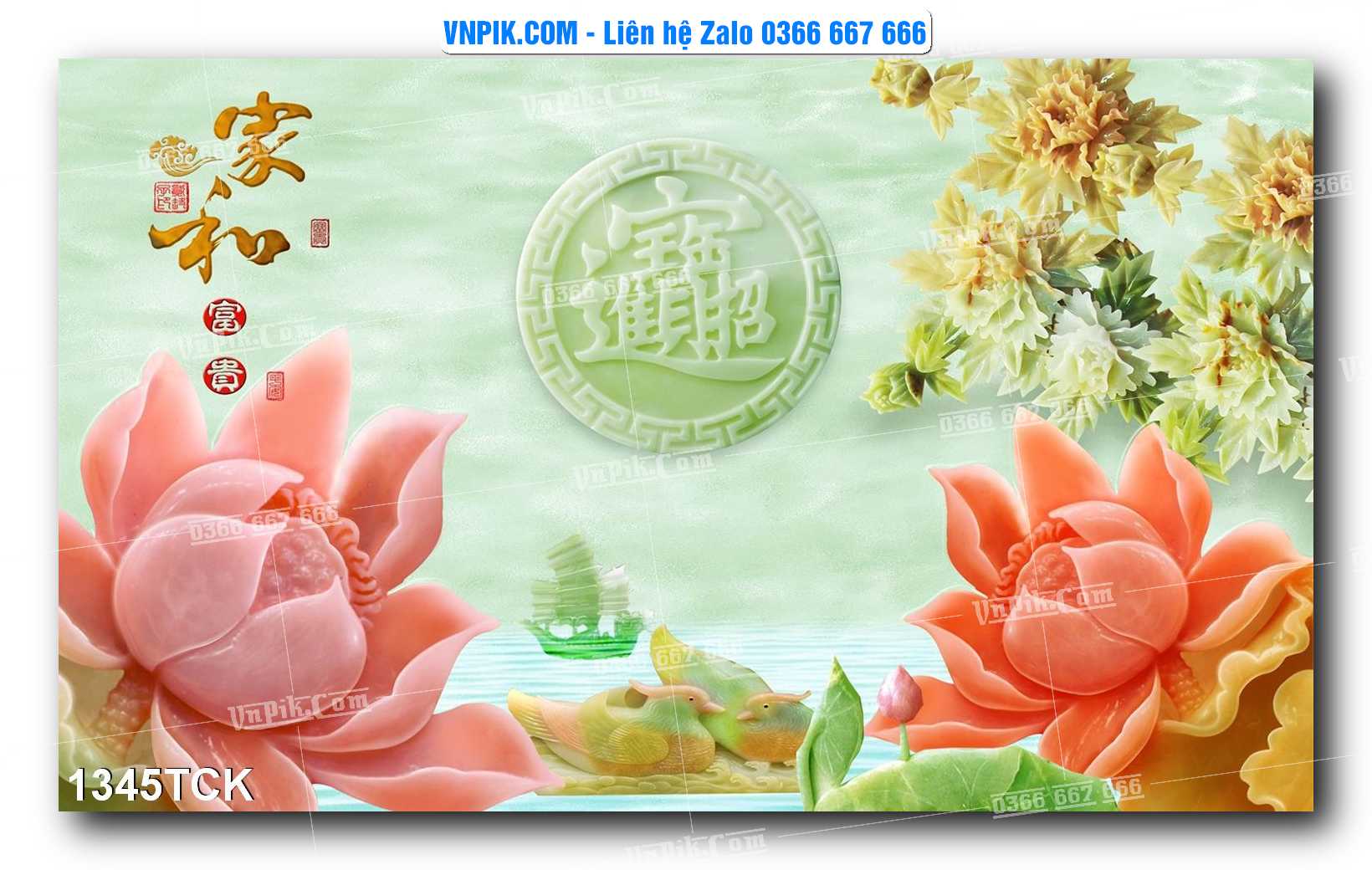 Tranh Hoa Sen – Cá Koi – Cá Chép 1345TCK