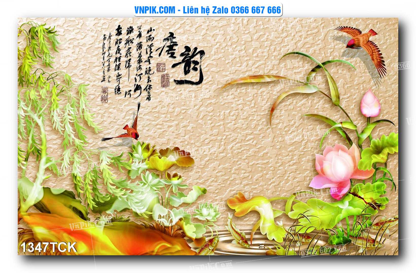 Tranh Hoa Sen – Cá Koi – Cá Chép 1347TCK