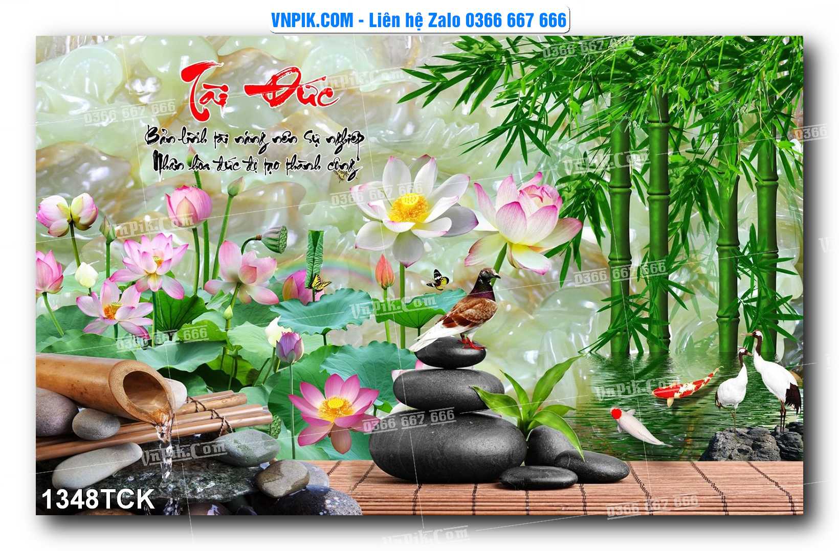 Tranh Hoa Sen – Cá Koi – Cá Chép 1348TCK