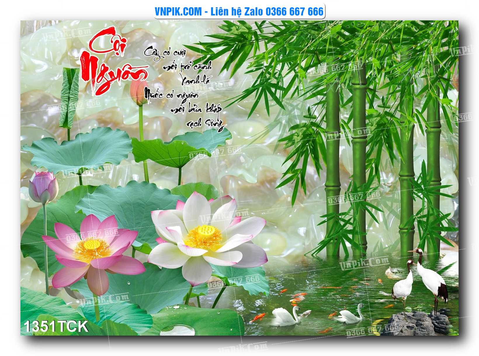 Tranh Hoa Sen – Cá Koi – Cá Chép 1351TCK