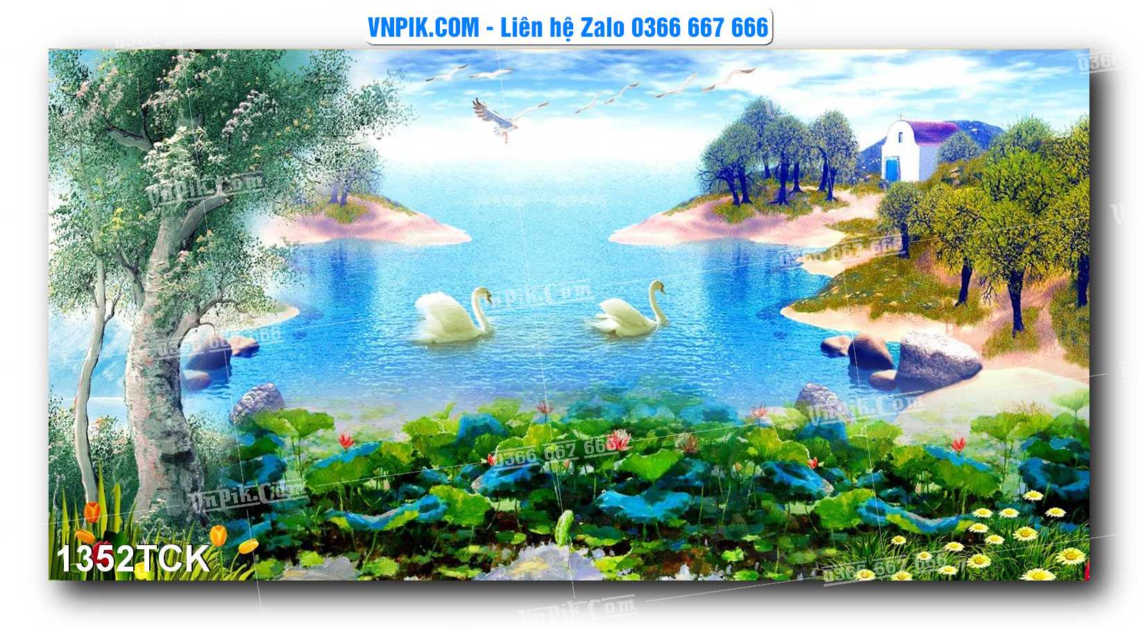 Tranh Hoa Sen – Cá Koi – Cá Chép 1352TCK