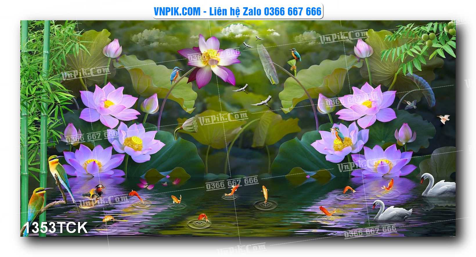 Tranh Hoa Sen – Cá Koi – Cá Chép 1353TCK