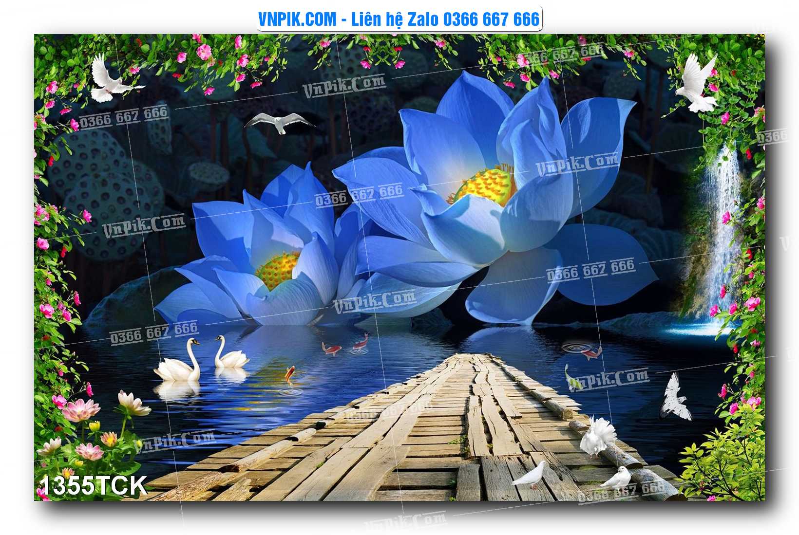 Tranh Hoa Sen – Cá Koi – Cá Chép 1355TCK