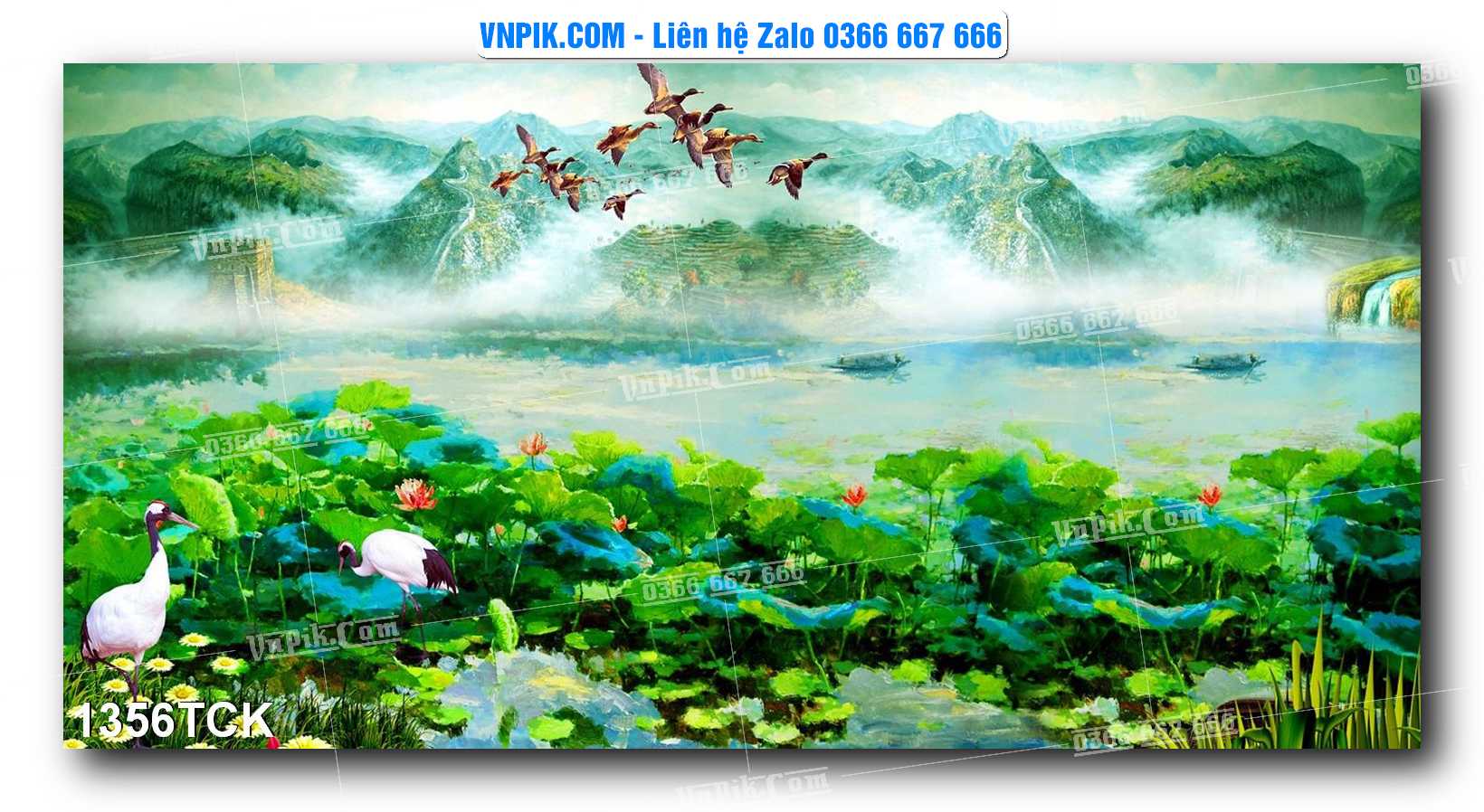 Tranh Hoa Sen – Cá Koi – Cá Chép 1356TCK