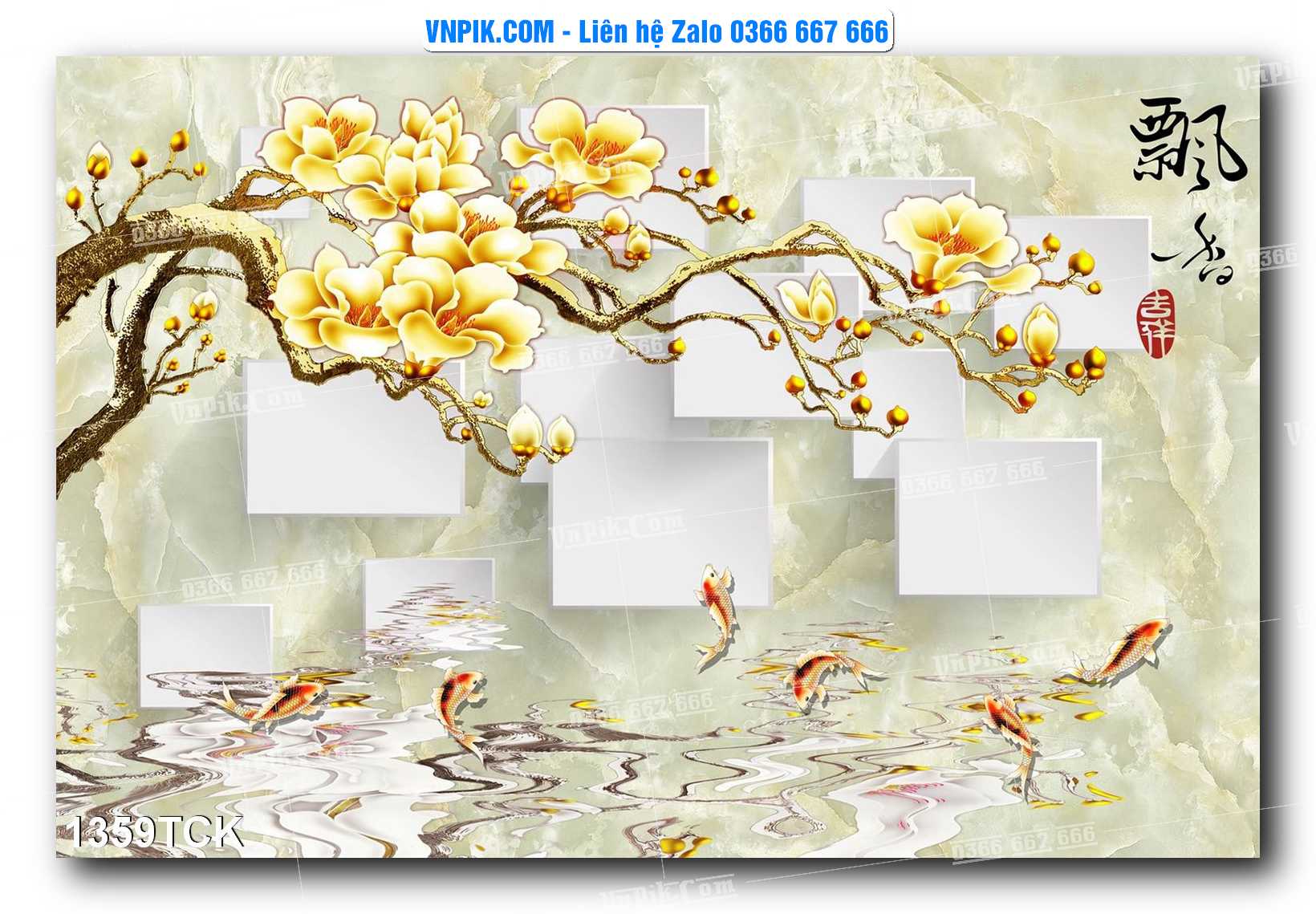 Tranh Hoa Sen – Cá Koi – Cá Chép 1359TCK