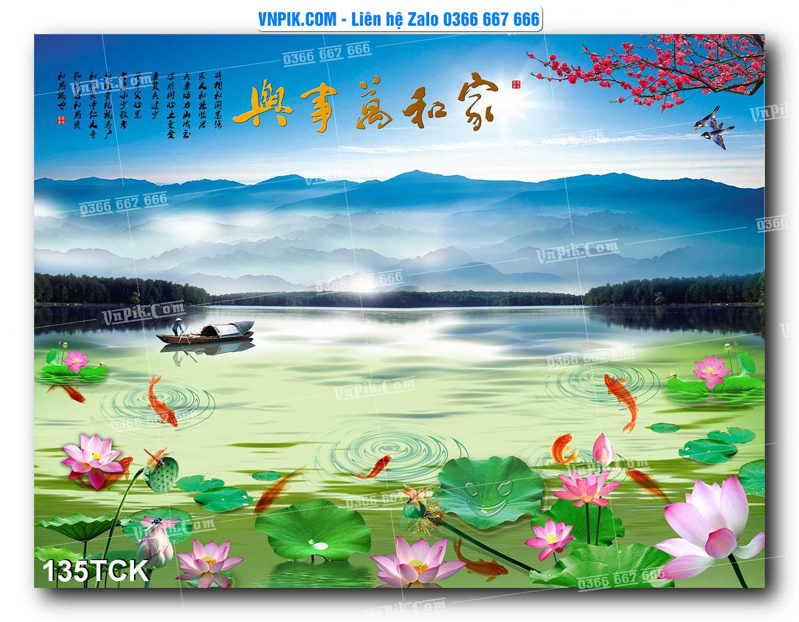 Tranh Hoa Sen – Cá Koi – Cá Chép  135TCK