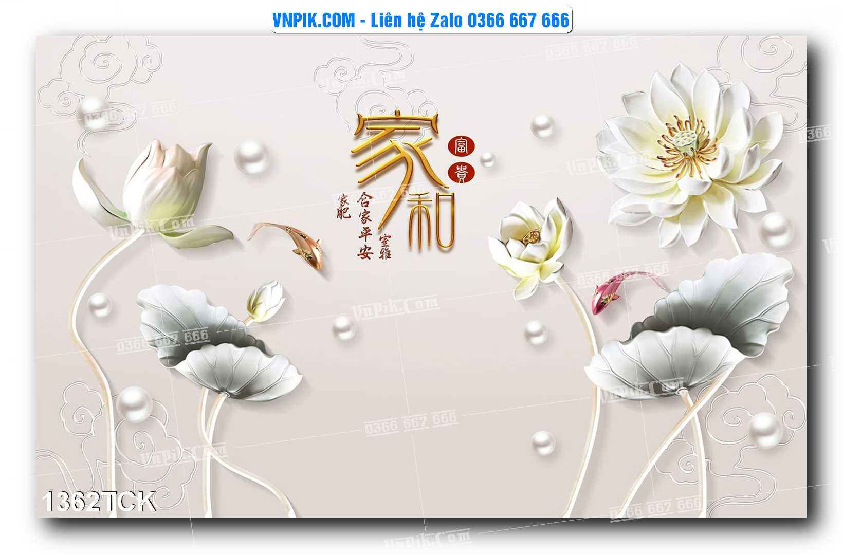 Tranh Hoa Sen – Cá Koi – Cá Chép 1362TCK