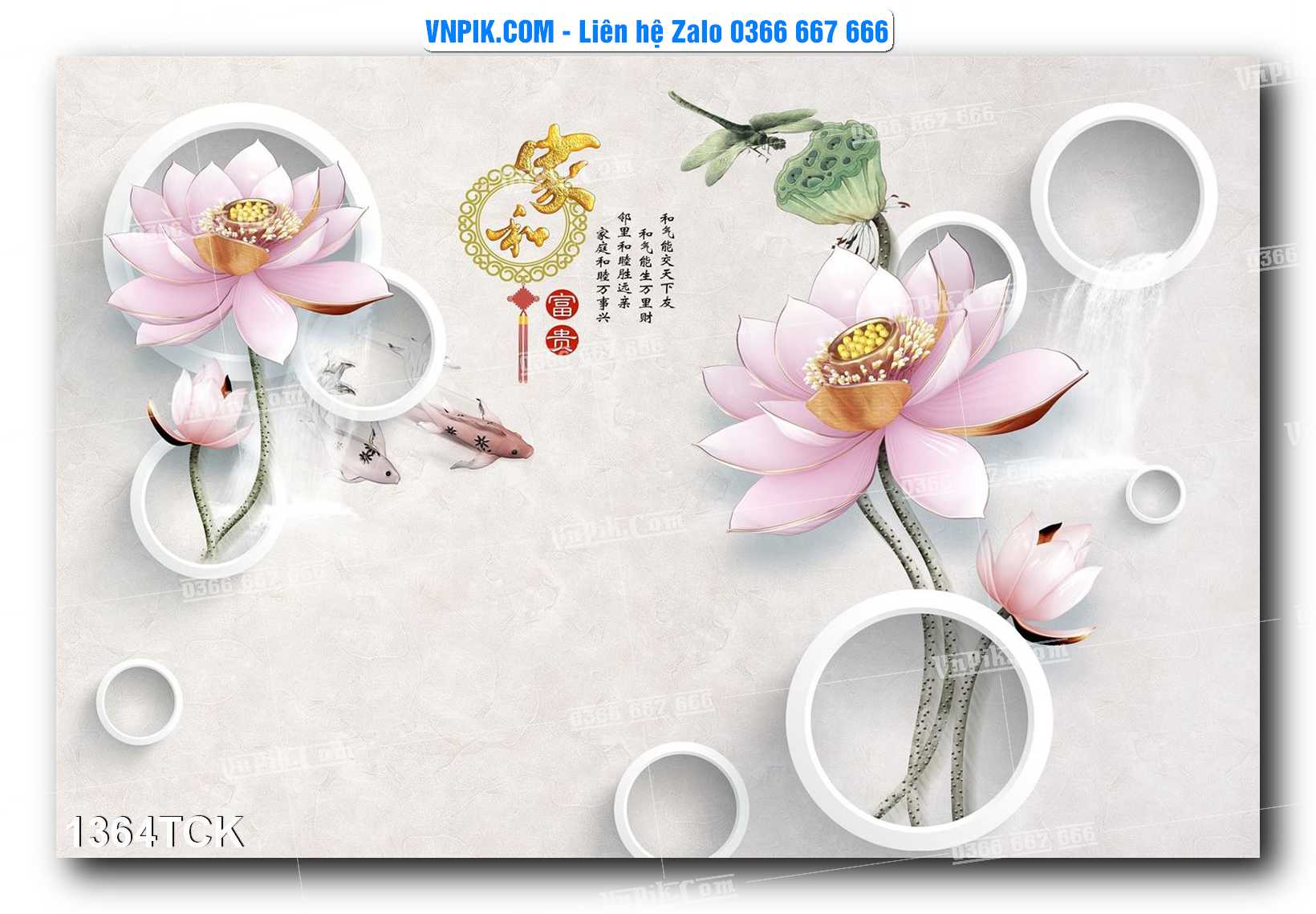 Tranh Hoa Sen – Cá Koi – Cá Chép 1364TCK