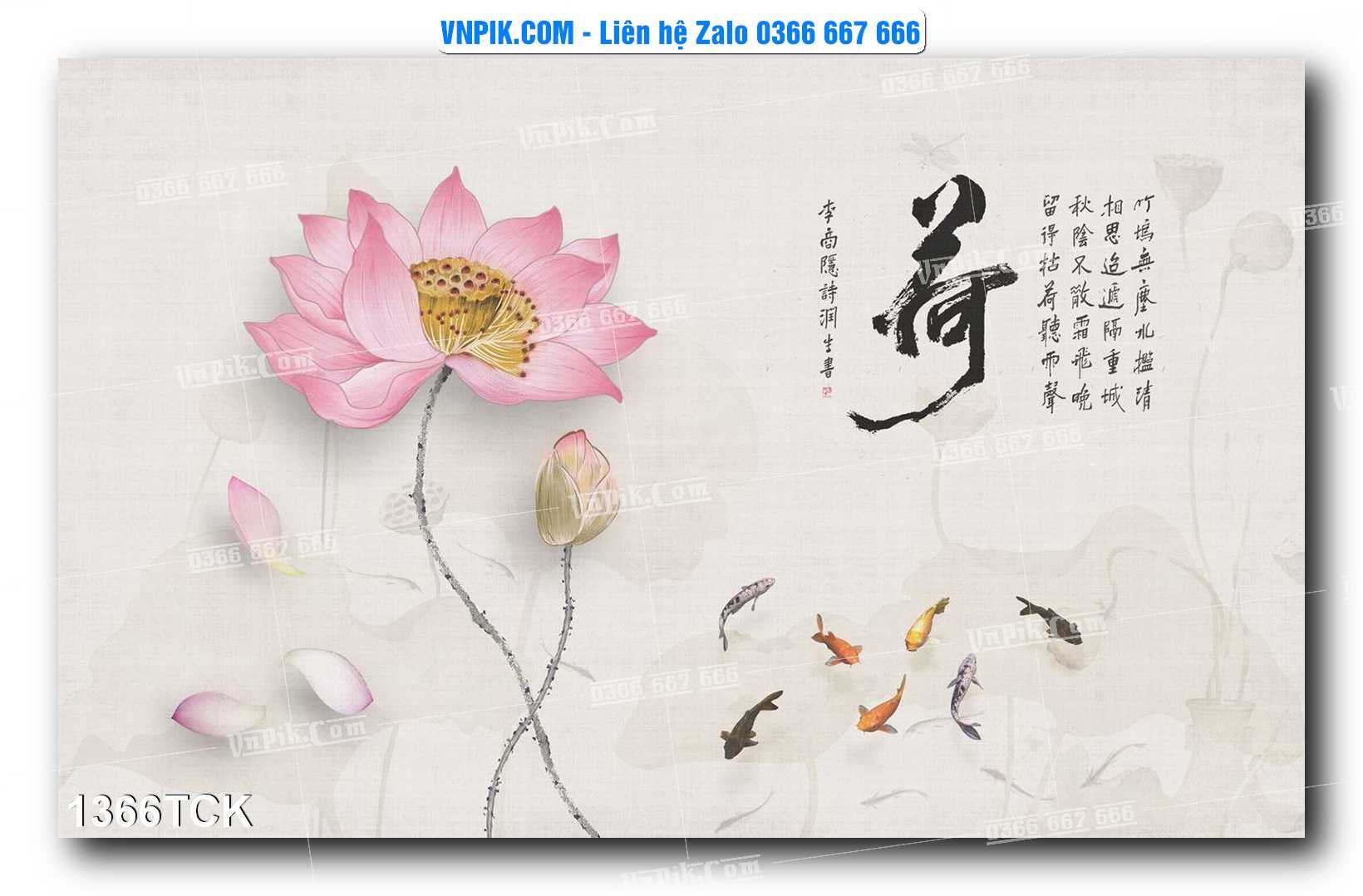 Tranh Hoa Sen – Cá Koi – Cá Chép 1366TCK