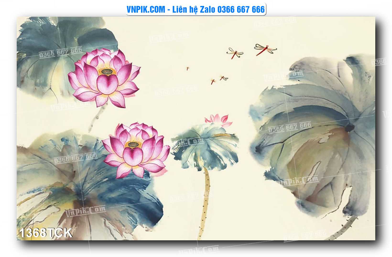 Tranh Hoa Sen – Cá Koi – Cá Chép 1368TCK