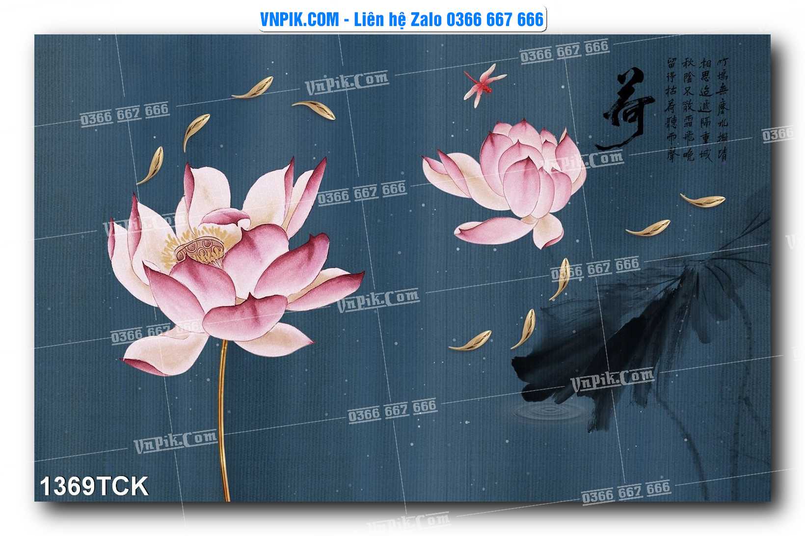 Tranh Hoa Sen – Cá Koi – Cá Chép 1369TCK