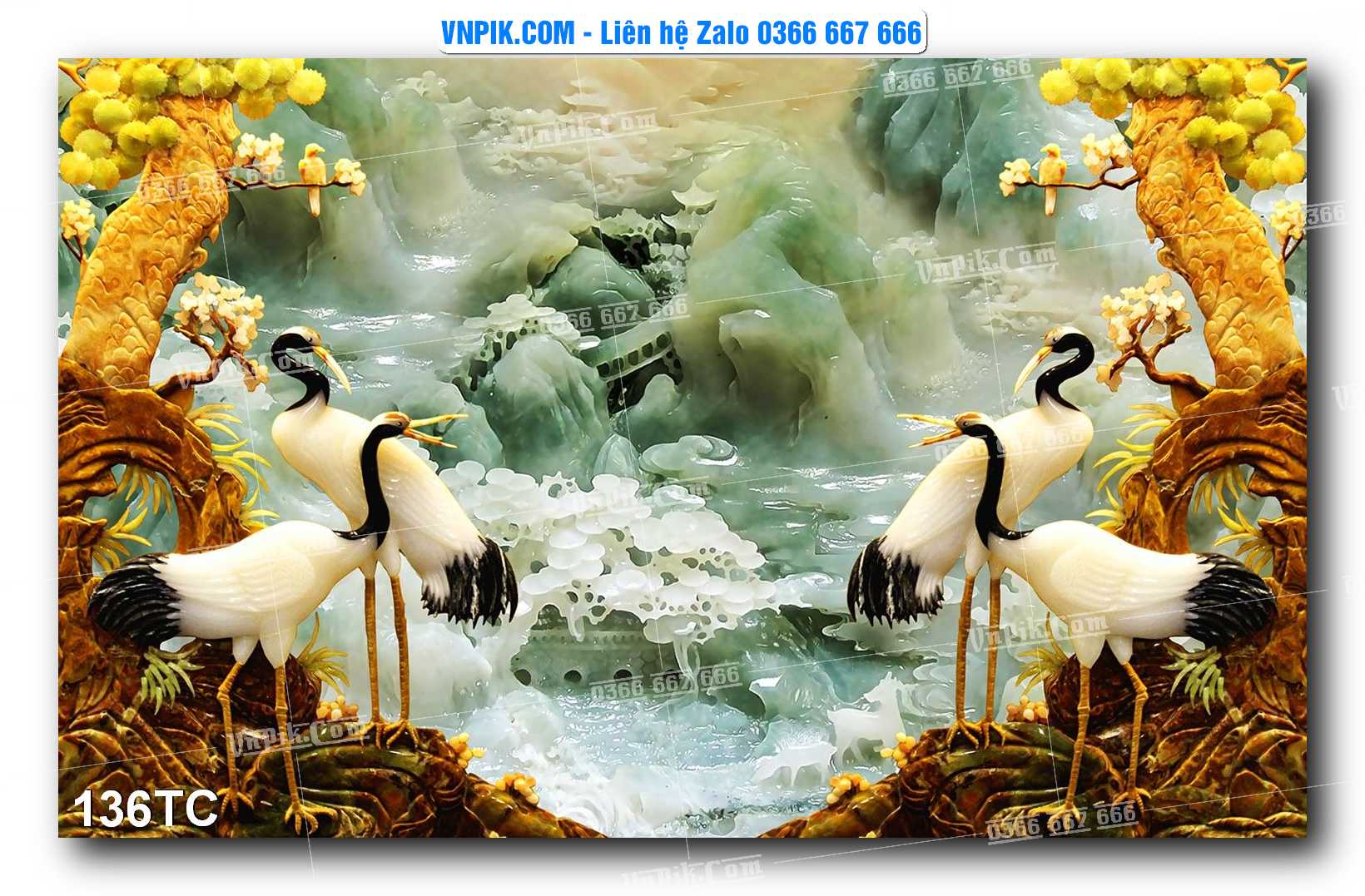 Tranh Treo Tường – Chim Công Hoa Mẫu Đơn 136TC