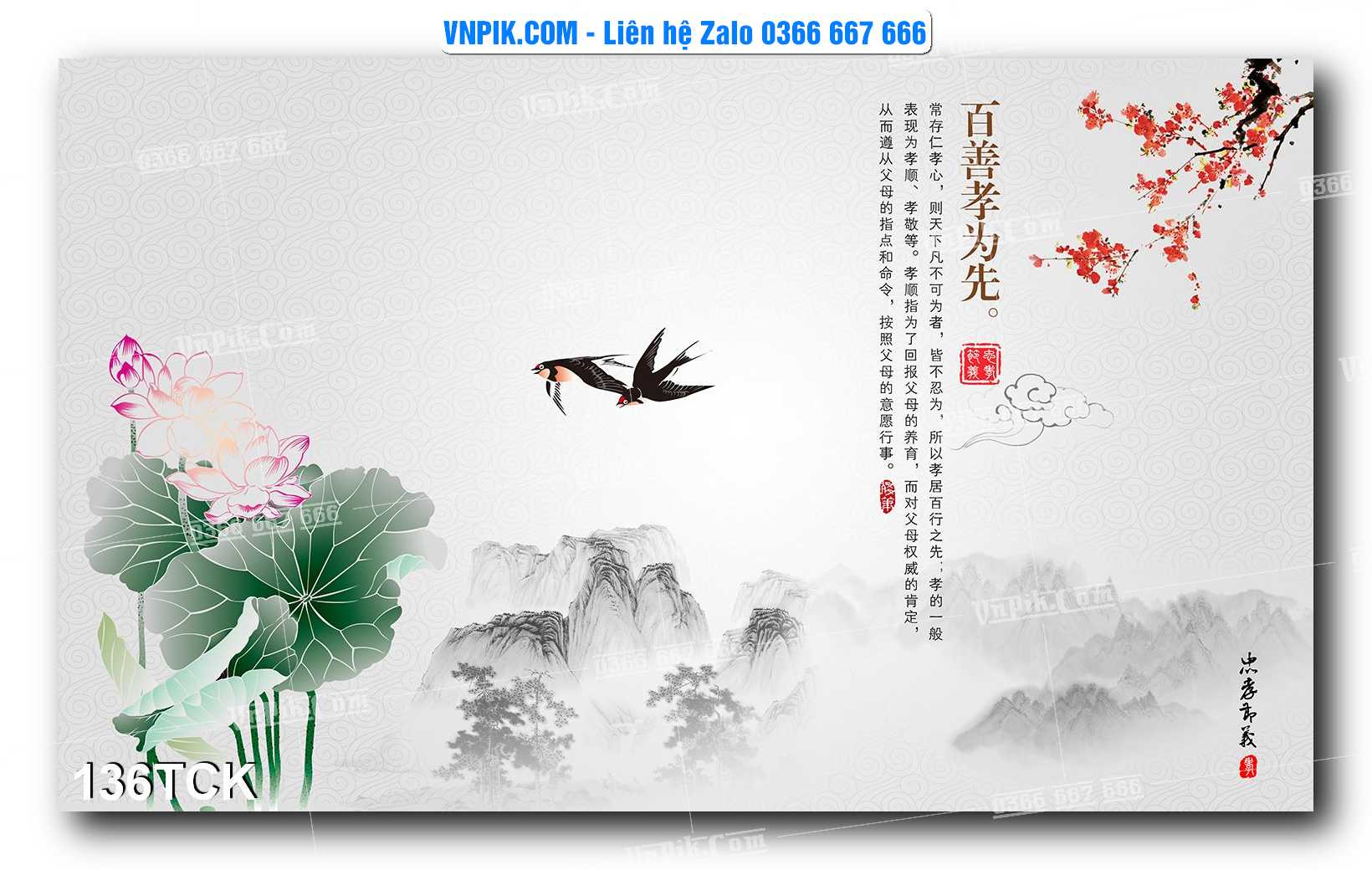 Tranh Hoa Sen – Cá Koi – Cá Chép  136TCK