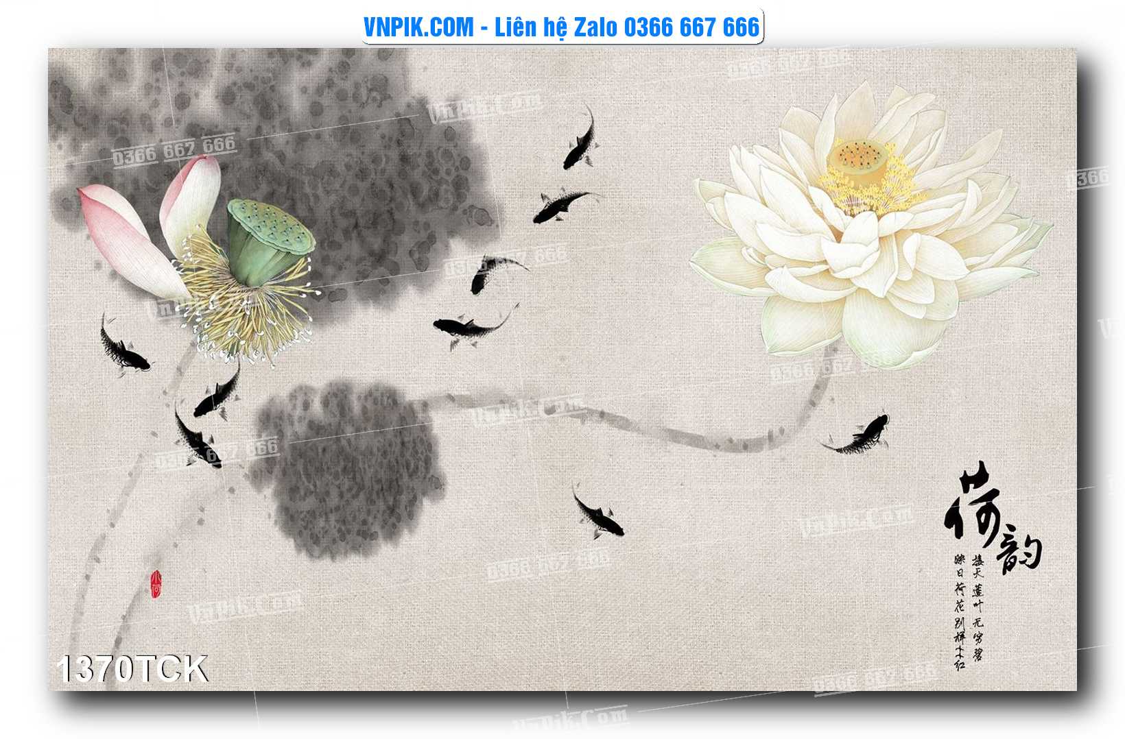 Tranh Hoa Sen – Cá Koi – Cá Chép 1370TCK