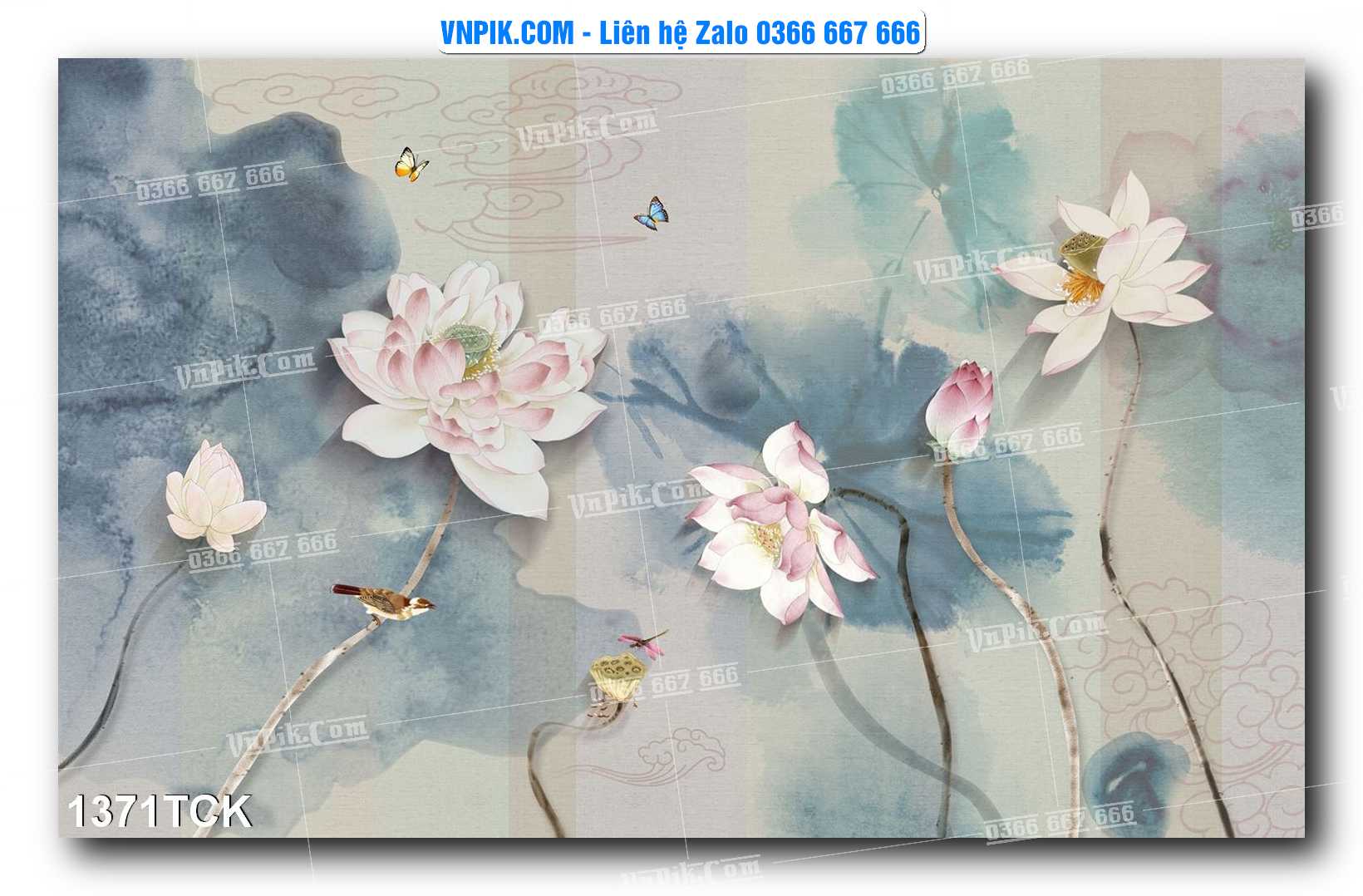 Tranh Hoa Sen – Cá Koi – Cá Chép 1371TCK