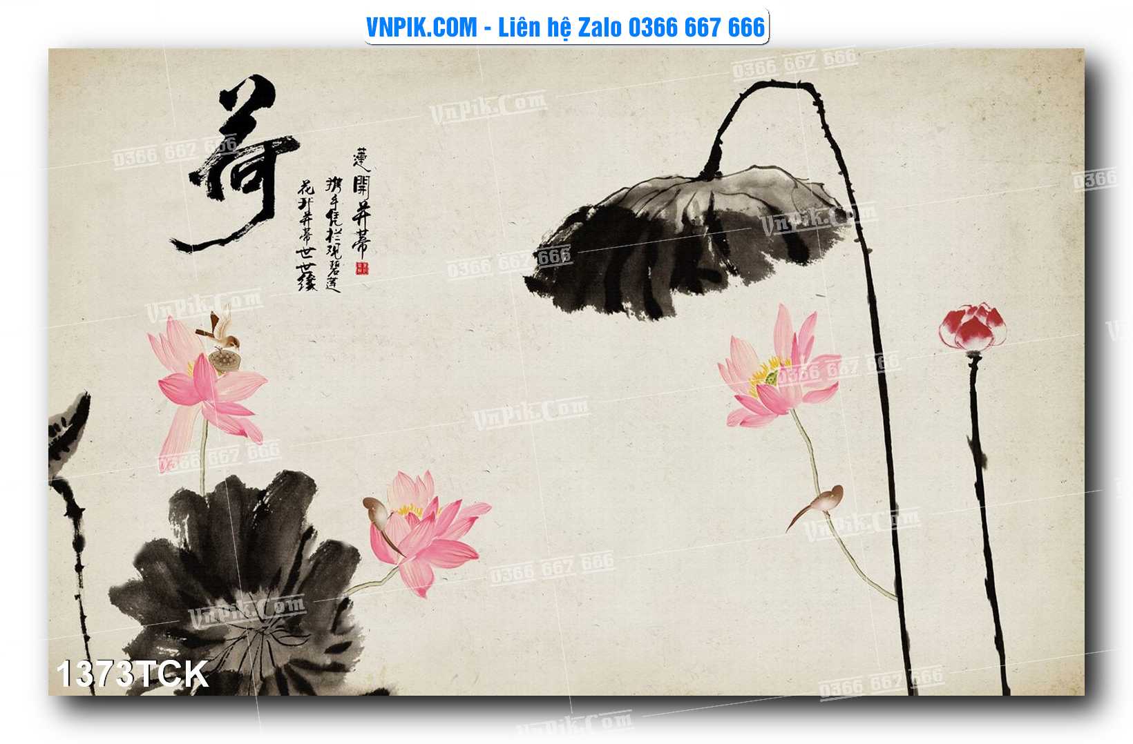 Tranh Hoa Sen – Cá Koi – Cá Chép 1373TCK