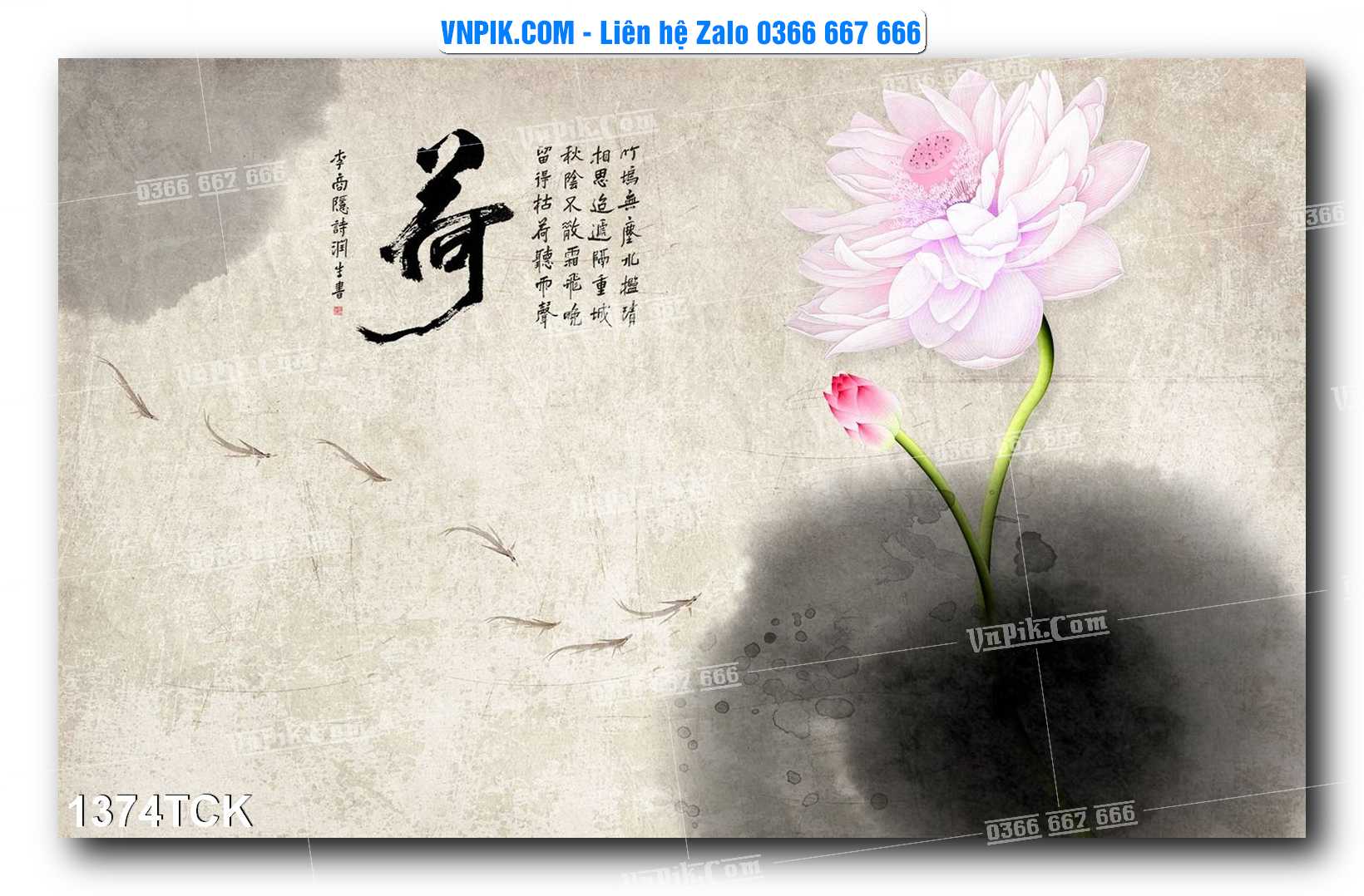 Tranh Hoa Sen – Cá Koi – Cá Chép 1374TCK