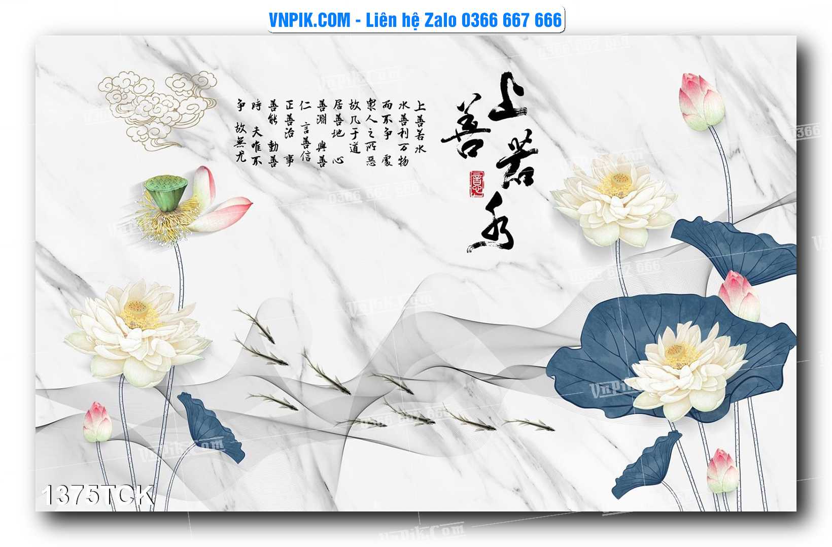 Tranh Hoa Sen – Cá Koi – Cá Chép 1375TCK