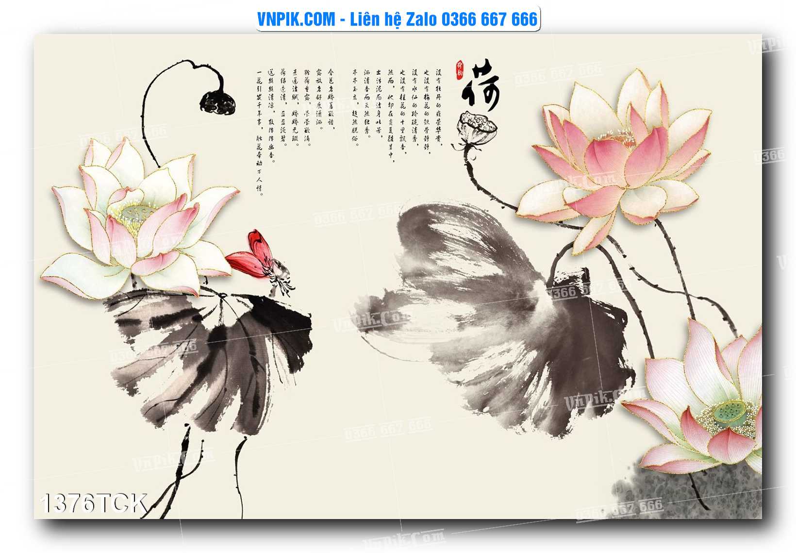Tranh Hoa Sen – Cá Koi – Cá Chép 1376TCK