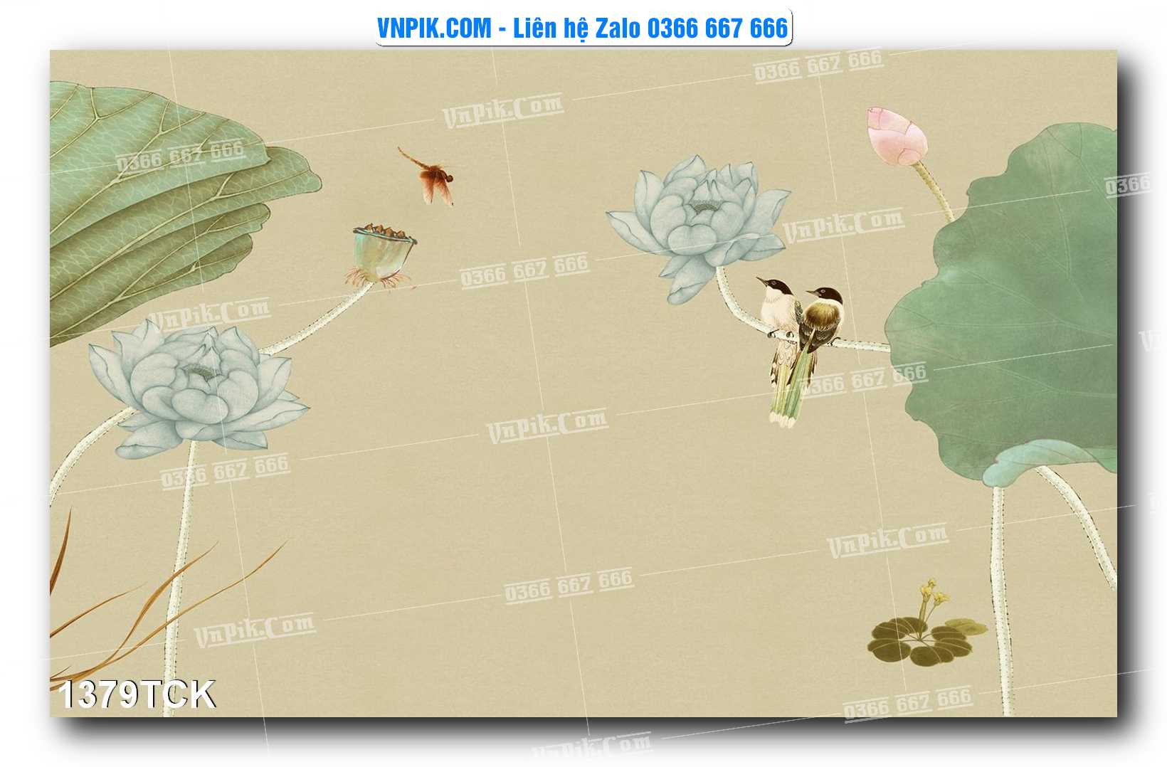 Tranh Hoa Sen – Cá Koi – Cá Chép 1379TCK