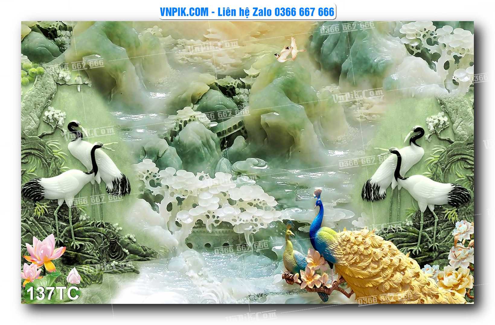 Tranh Treo Tường – Chim Công Hoa Mẫu Đơn 137TC