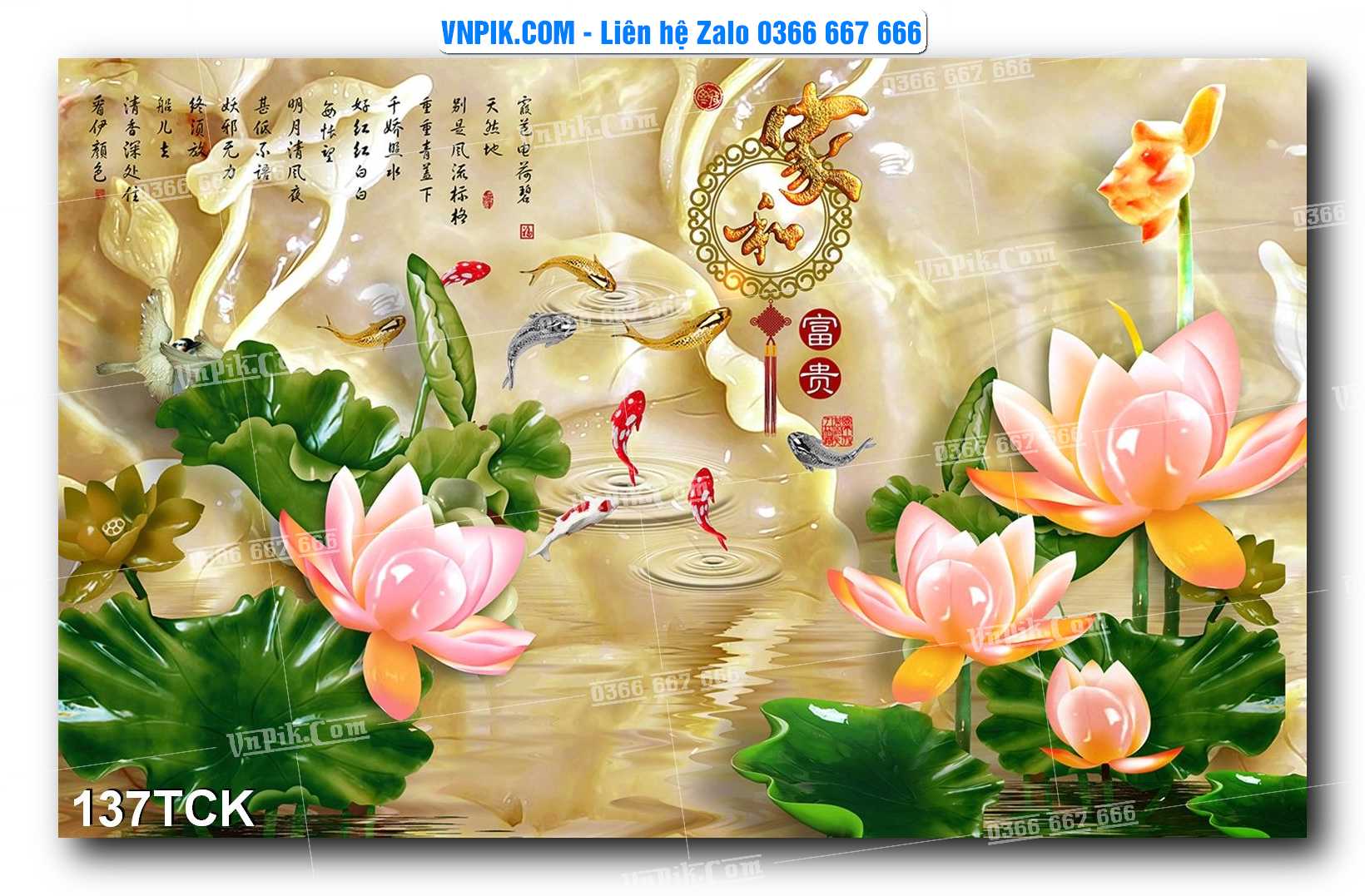 Tranh Hoa Sen – Cá Koi – Cá Chép  137TCK