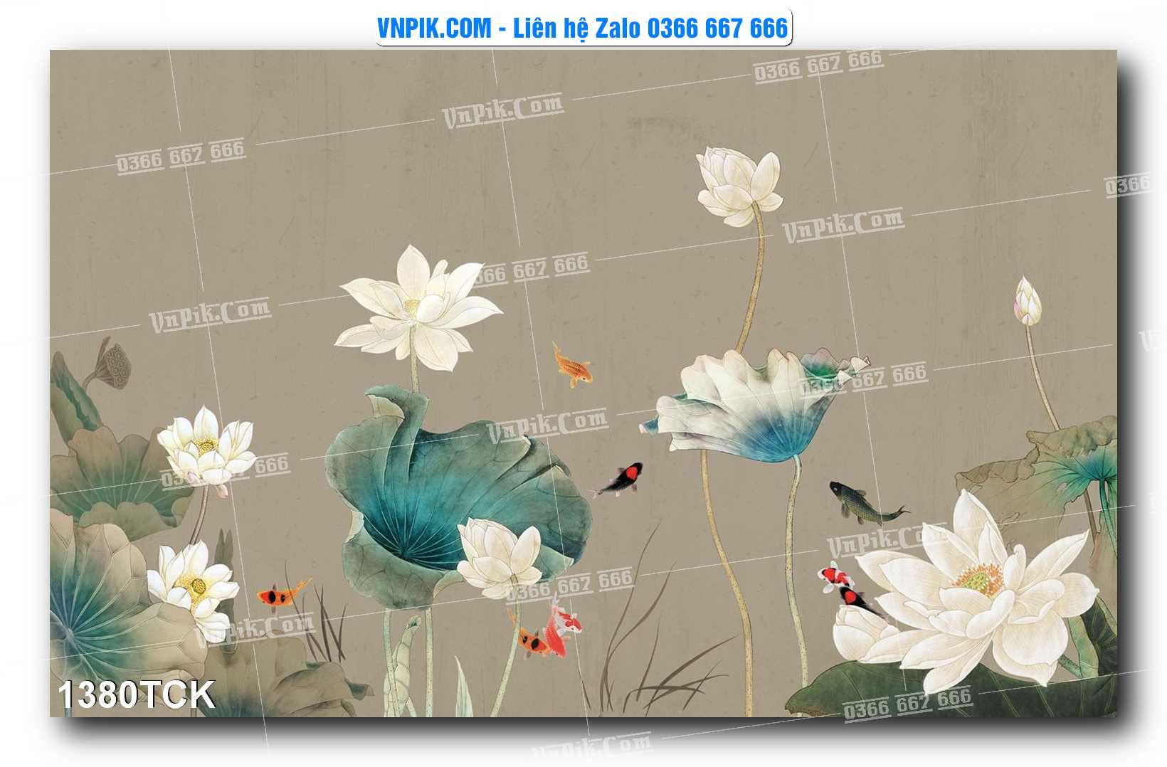Tranh Hoa Sen – Cá Koi – Cá Chép 1380TCK