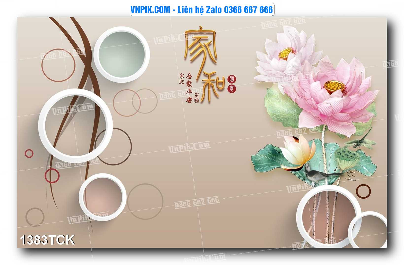 Tranh Hoa Sen – Cá Koi – Cá Chép 1383TCK