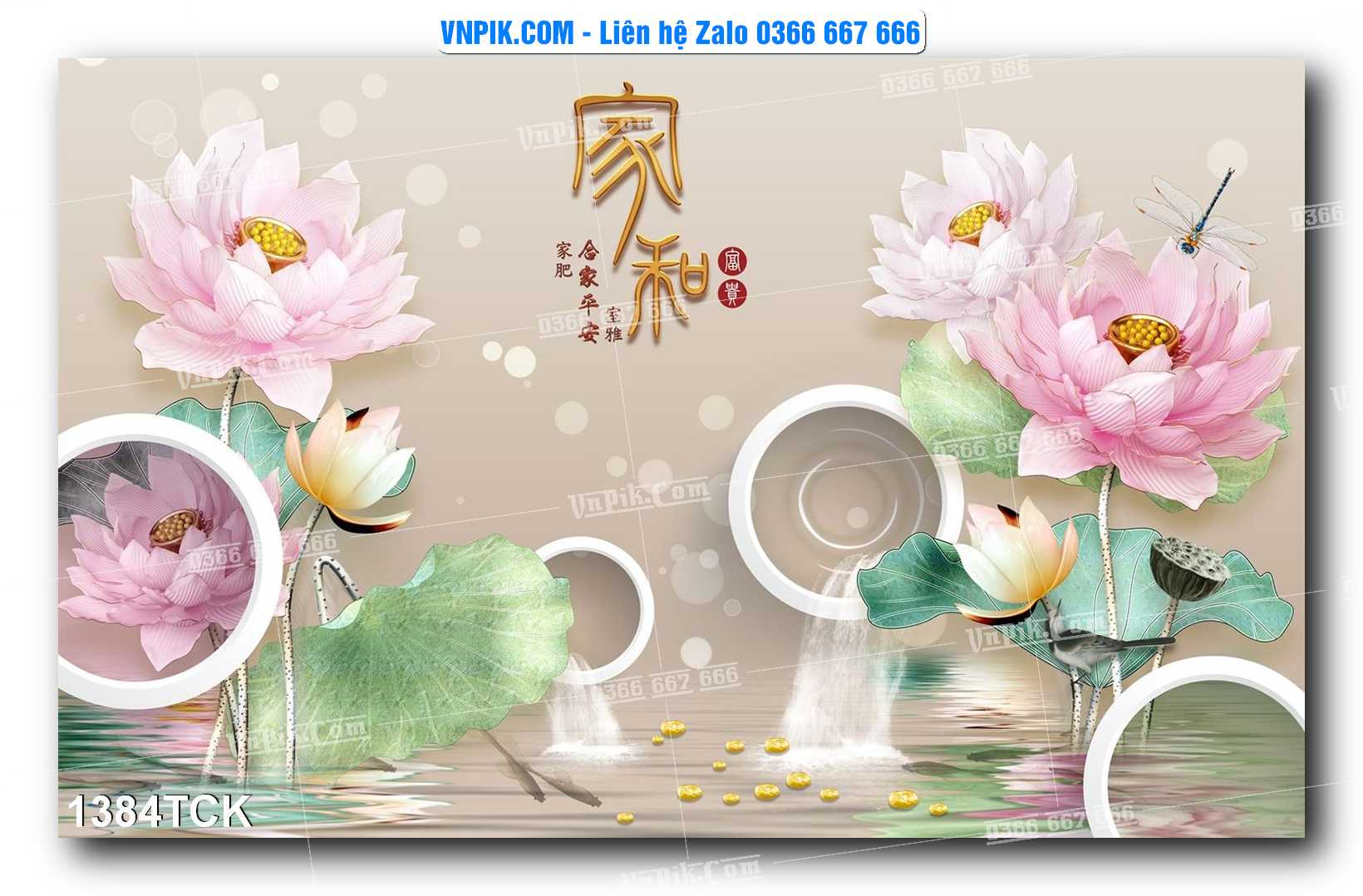Tranh Hoa Sen – Cá Koi – Cá Chép 1384TCK