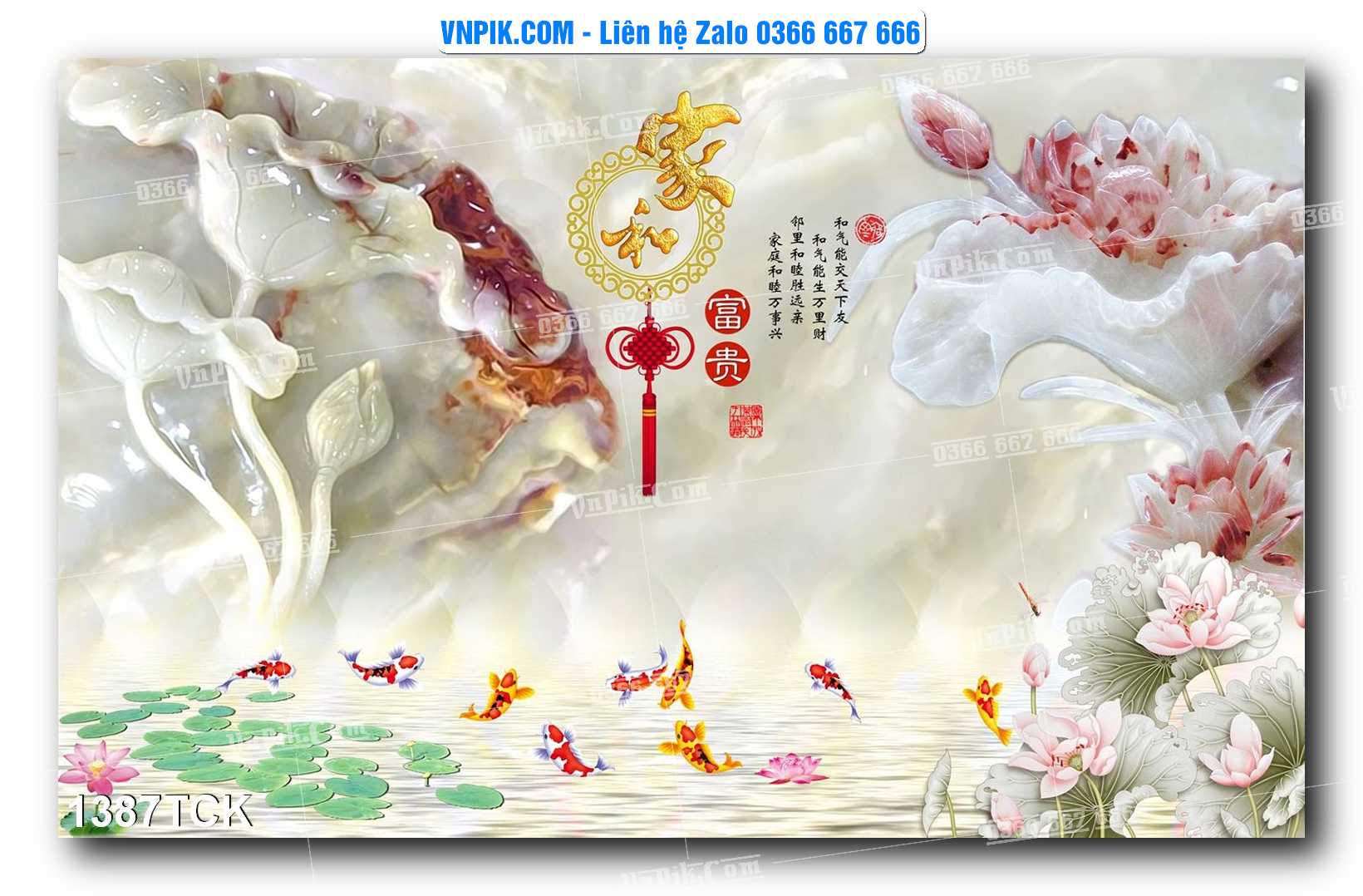 Tranh Hoa Sen – Cá Koi – Cá Chép 1387TCK