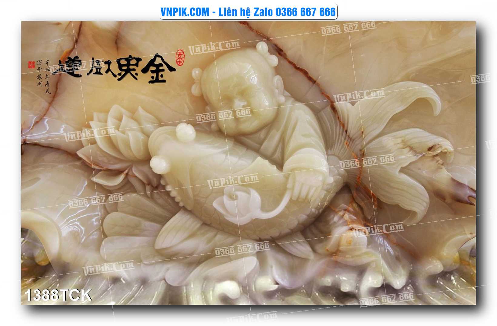 Tranh Hoa Sen – Cá Koi – Cá Chép 1388TCK
