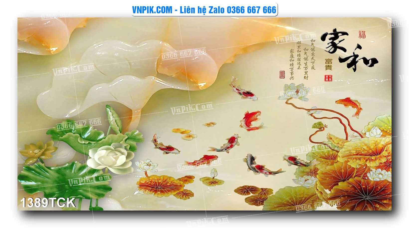 Tranh Hoa Sen – Cá Koi – Cá Chép 1389TCK