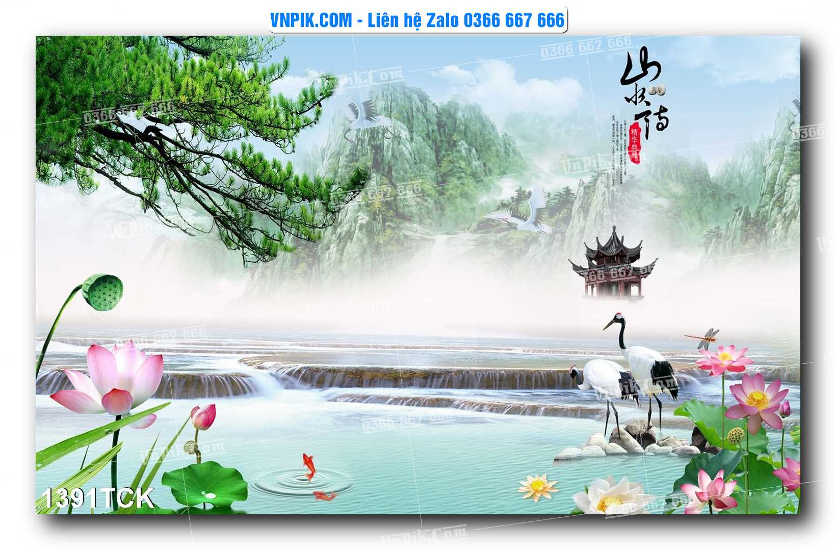 Tranh Hoa Sen – Cá Koi – Cá Chép 1391TCK