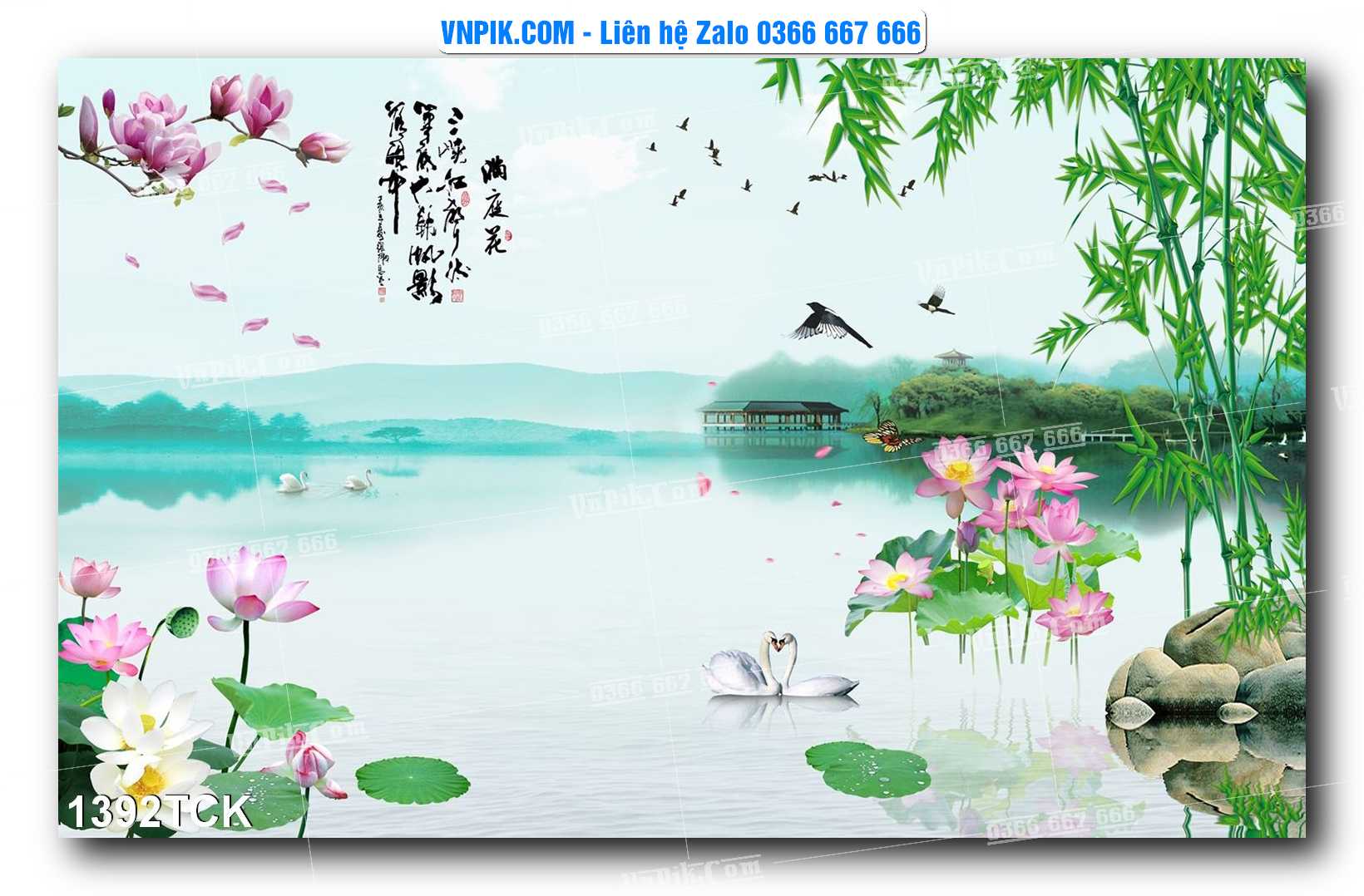 Tranh Hoa Sen – Cá Koi – Cá Chép 1392TCK