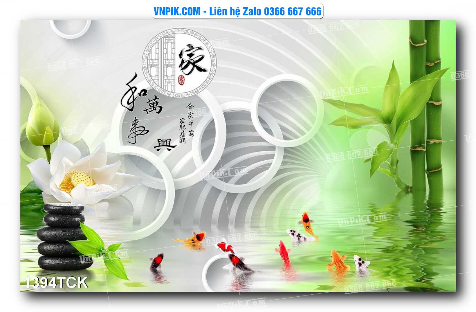 Tranh Hoa Sen – Cá Koi – Cá Chép 1394TCK