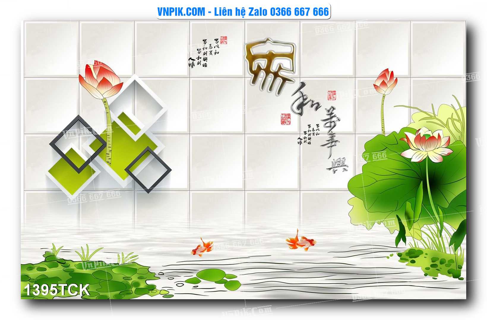 Tranh Hoa Sen – Cá Koi – Cá Chép 1395TCK